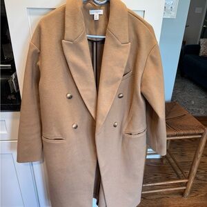 Topshop Camel Double-Breasted Long Coat